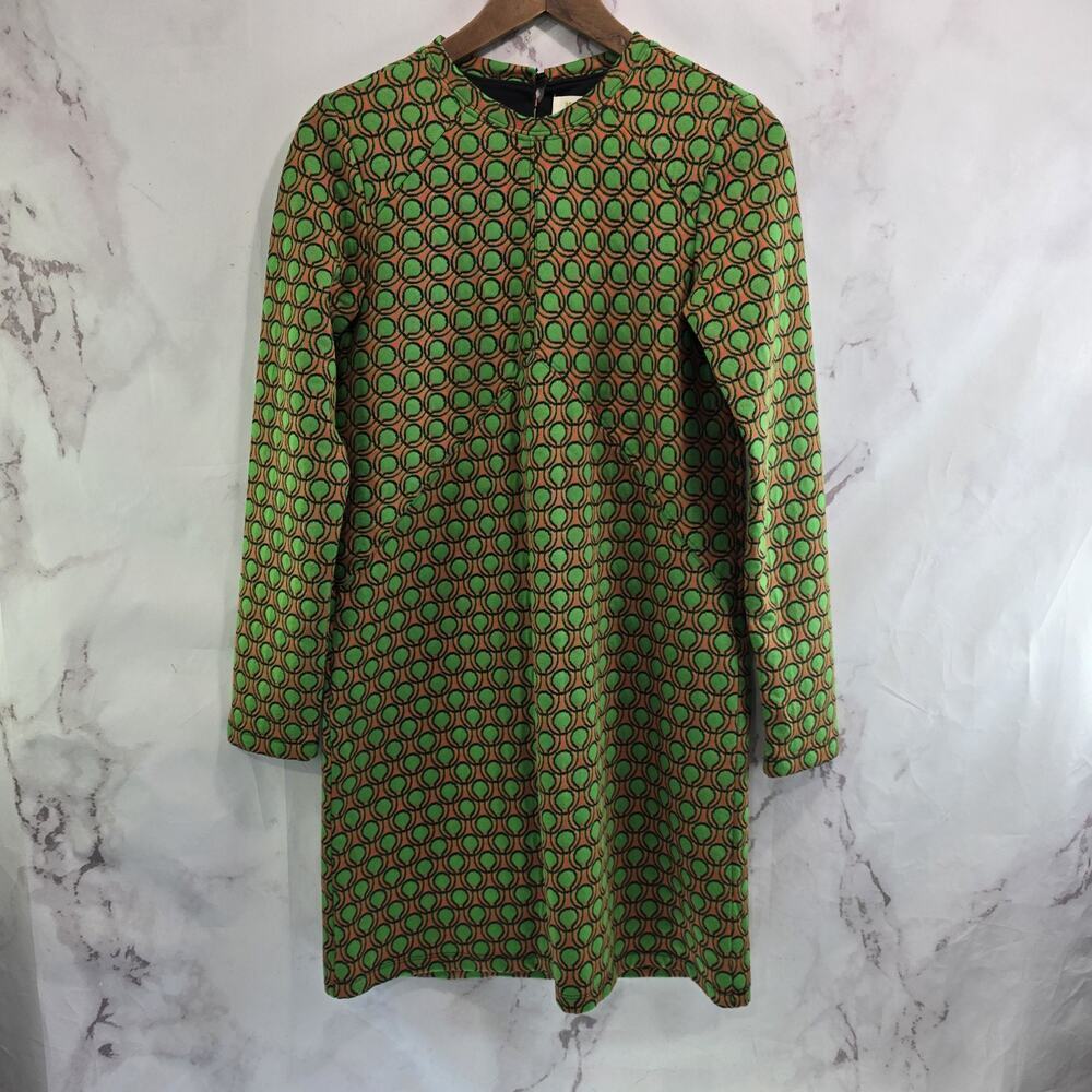 Anthropologie Maeve Dress Womens XS Green Long Sleeve Pattern Cut Out Back